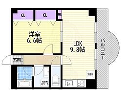 ライフ北梅田 1LDKの間取図画像