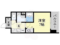 レジュールアッシュ梅田北 1Kの間取図画像
