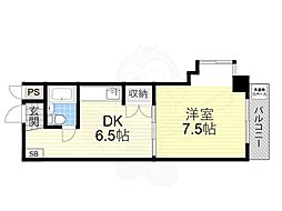 シティコート東扇町 1DKの間取図画像