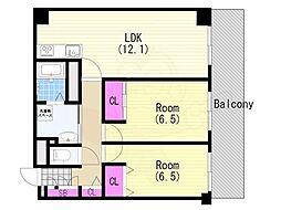RESIDIA西天満 2LDKの間取図画像