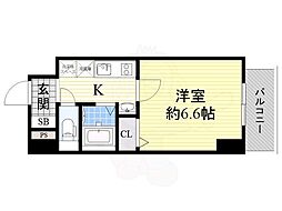 セレナ大阪天満宮 1Kの間取図画像