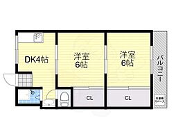 マンションマキノ 2DKの間取図画像