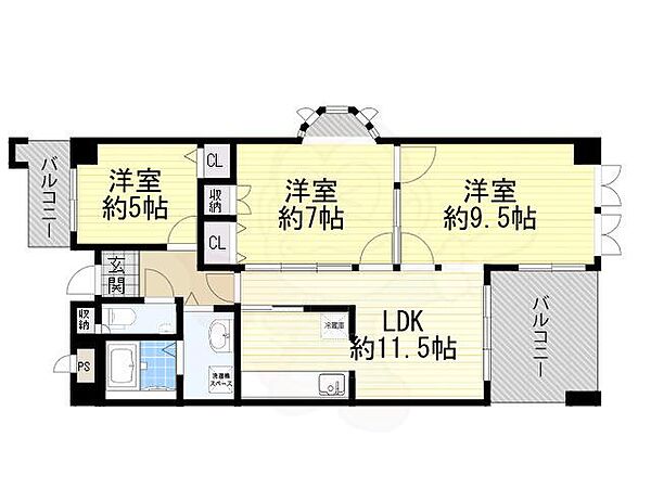 フロレアールくれは ｜大阪府池田市呉服町(賃貸マンション3LDK・3階・68.62㎡)の写真 その2