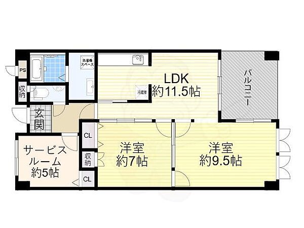 フロレアールくれは ｜大阪府池田市呉服町(賃貸マンション2SLDK・5階・68.62㎡)の写真 その2