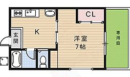 青葉荘 1Kの間取図画像