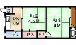 ゆたか荘 2Kの間取図画像