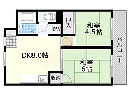 高木マンション 2DKの間取図画像