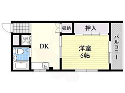 アップルハイツ 1DKの間取図画像
