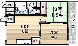 高木マンション 2DKの間取図画像