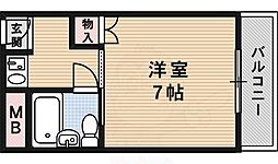 ハイツ中雅 1Kの間取図画像