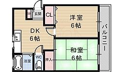 第2伏田マンション 2DKの間取図画像