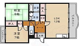 第2桜井ヒルサイドハイツ 2LDKの間取図画像