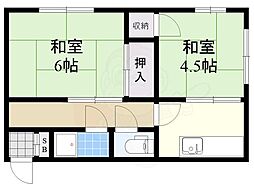 パレス池田住吉 2Kの間取図画像