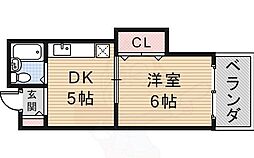 シャンクレール石橋 1DKの間取図画像