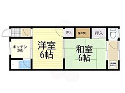 石野ハイツ 2Kの間取図画像