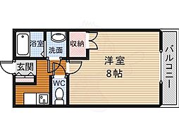 サンハイム2 1Kの間取図画像