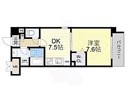 ルミナスビラ石橋 1DKの間取図画像