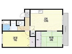 ハイカムール水野 2LDKの間取図画像