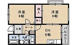 スマイルFミノオ 2DKの間取図画像
