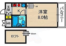 パッサージュ2 1Kの間取図画像