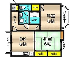 メゾンN&K 2DKの間取図画像