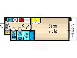 メゾン西梅田 1Kの間取図画像