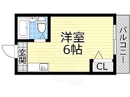 T’s CUBE淡路 3階ワンルームの間取り