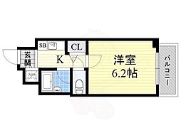 パラシオ塚本2 3階1Kの間取り