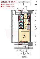 プレサンス大阪三国ネオス 1Kの間取図画像