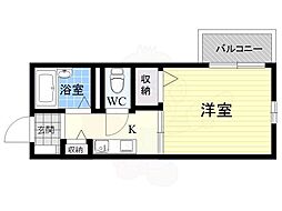 マンハイム2 2階1Kの間取り