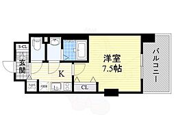 阪急宝塚本線 三国駅 徒歩6分の賃貸マンション 6階1Kの間取り