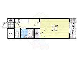 第5中本ビル 2階1Kの間取り