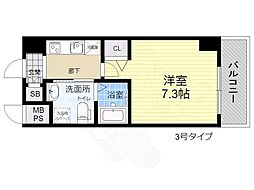 エグゼ新大阪南 1Kの間取図画像