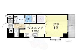 サンパティーク 7階1Kの間取り