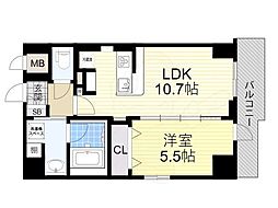 ハピネスガーデン新大阪 1LDKの間取図画像