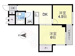 NKコーポ西中島 2DKの間取図画像