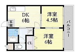 アベニュー津田 2DKの間取図画像