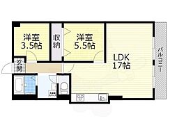 ネオハイツ新大阪 2LDKの間取図画像