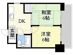 東三国グランドハイツ北 2DKの間取図画像