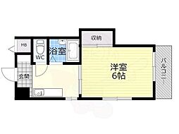アティック常和 1Kの間取図画像