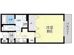 オーク上新庄 1Kの間取図画像