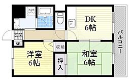 グランディア陽だまりの街 2DKの間取図画像