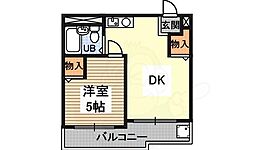 アメニティー新高一番館 1DKの間取図画像