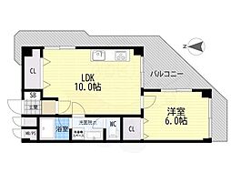 大建コーポ上新庄 1LDKの間取図画像