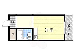 ドムール新北野 ワンルームの間取図画像