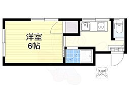 關本マンション 1Kの間取図画像