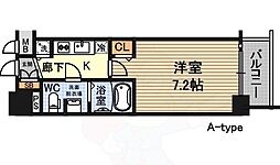 AQUAPLACEOSakaT2 1Kの間取図画像