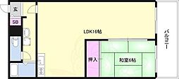 シャトー中尾 1LDKの間取図画像