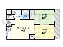 第2あかつきマンション 2DKの間取図画像