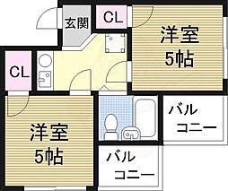 アメニティー新大阪二番館 2Kの間取図画像